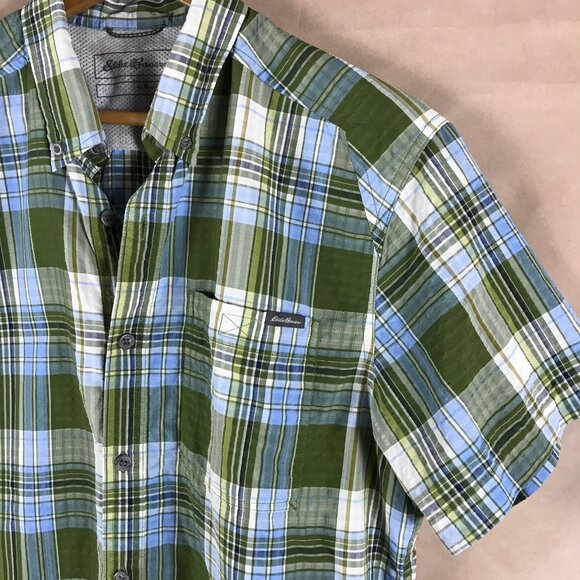 Men's EDDIE BAUER Pack It Tech Seersucker Button-Down Shirt MEDIUM - Picture 5 of 7